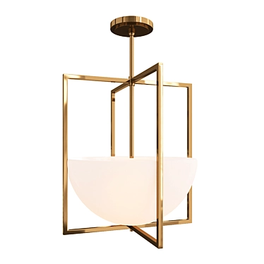 Vintage Brass Pendant Light 3D model image 1 