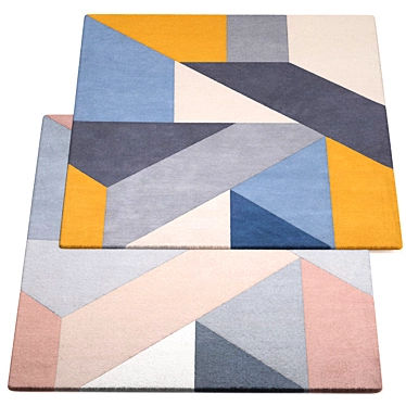 Handmade Geometric Wool Rug - 200 x 300 cm 3D model image 1 