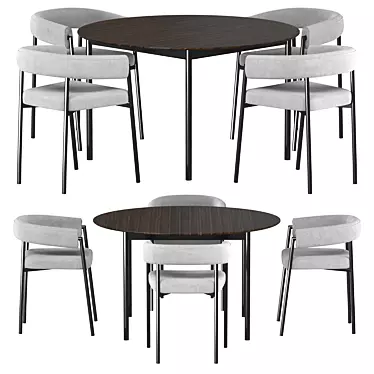 Latina Round Dining Table Set 3D model image 1 