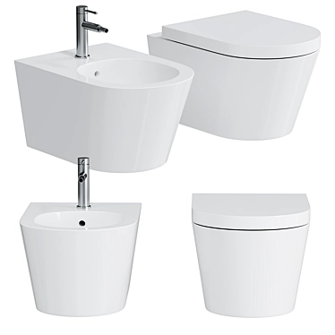 Valdama IL: Stylish Wall Hung WC & Bidet 3D model image 1 