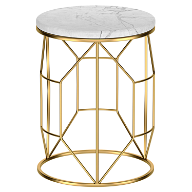 Elegant Marble and Metal Coffee Table 3D model image 1 