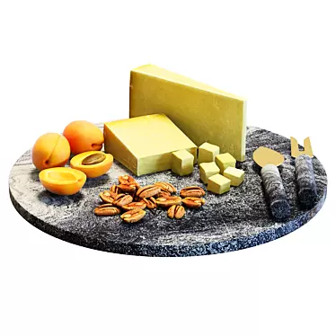 Elegant Marble Cheese Board Set 3D model image 1 