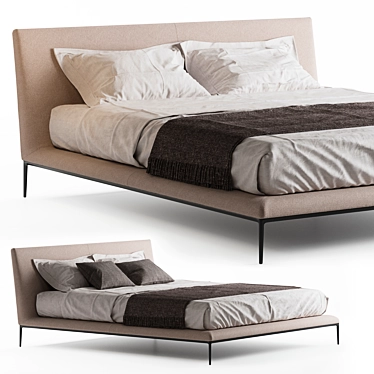 B&B Italia Atoll Bed: Versatile Design with Removable Cushions & Blanket 3D model image 1 