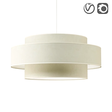 Natural Linen Lampshade 3D model image 1 