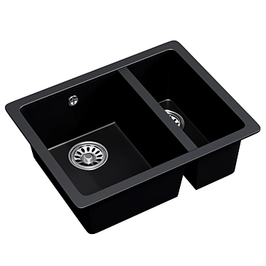 Ash Black Granite Kitchen Sink 3D model image 1 
