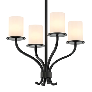 Opulent Nickel 4-Light Chandelier 3D model image 1 