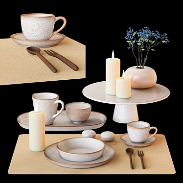 Asa Saisons Sand: Blueberry Branch Tableware Set 3D model image 1 