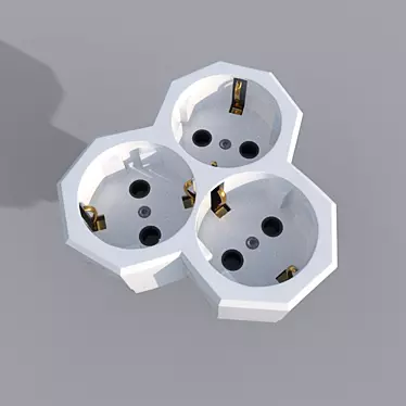Triple Socket Adapter 3D model image 1 