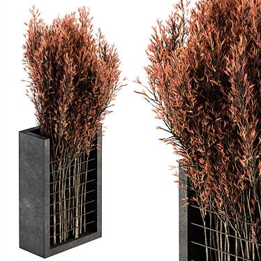 Red Branch Concrete Vase Bouquet 3D model image 1 