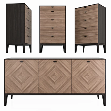 Verona 3-Door Chest Set 3D model image 1 