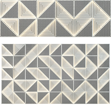 Melamine Wood Wall Panel Set 3D model image 1 
