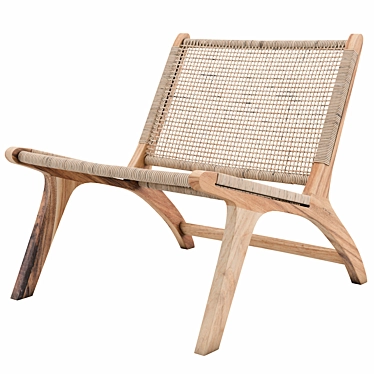 Rustic Teak Armchair: Beida Replica 3D model image 1 