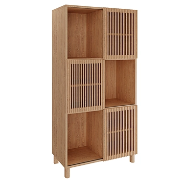 Solid Oak & Metal Shelf 3D model image 1 