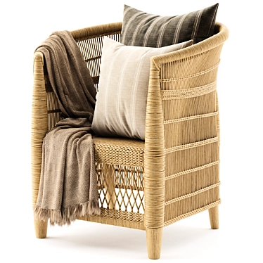 Authentic Malawi Rattan Armchair 3D model image 1 