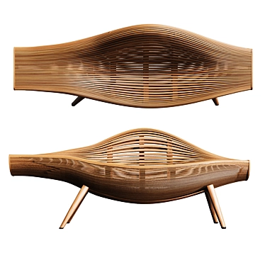 Sculpted Wood Seating Design 3D model image 1 