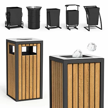 Simple Outdoor Trash Bins 8 3D model image 1 