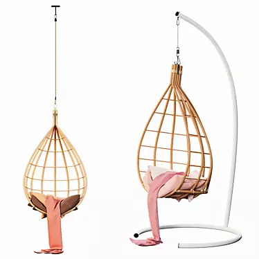 Rattan Hanging Chair Model Sync 3D model image 1 