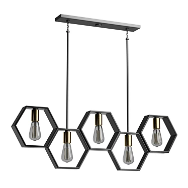 Geometric Black and Gold Chandelier 3D model image 1 