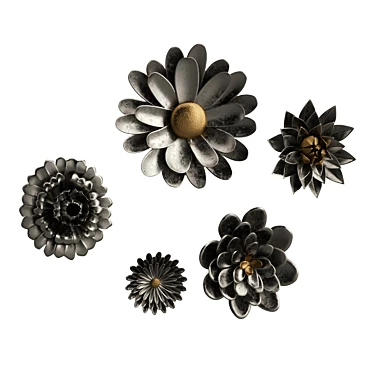 Antique Metal Flower Wall Decor 3D model image 1 