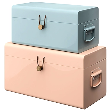 Daven Set Metal Trunks Pink 3D model image 1 