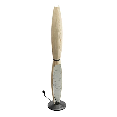Handcrafted Birch Floor Lamp LED 3D model image 1 
