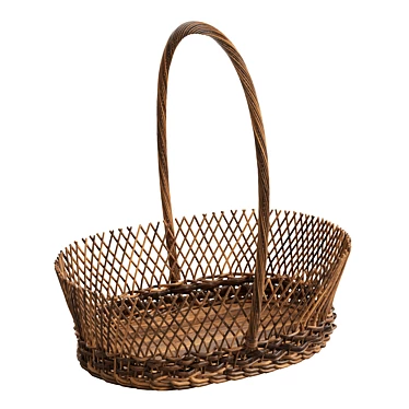 Handmade Natural Wicker Basket 3D model image 1 