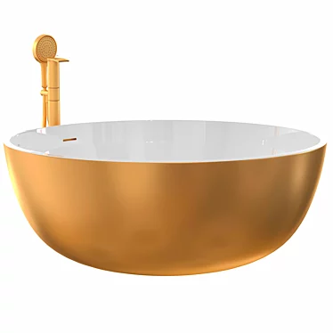 Luxury Round Gold Freestanding Bathtub 3D model image 1 