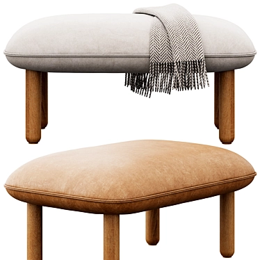 Sleek Brick QT Ottoman Glam 3D model image 1 