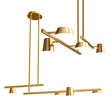 Elegant Golden Modern Acrylic Chandelier 3D model image 1 