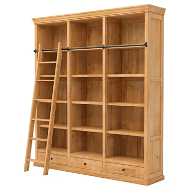 Mango Wood Classic French Bookcase 3D model image 1 