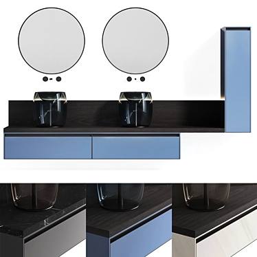 Modern Glass Bathroom Vanity Set 3D model image 1 