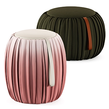 Luxury Fabric & Leather Poufs 3D model image 1 