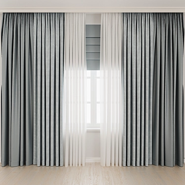 Velvet Satin Curtains Set 3D model image 1 