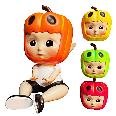 Pumpkin Mask Baby Figure 3D model image 1 