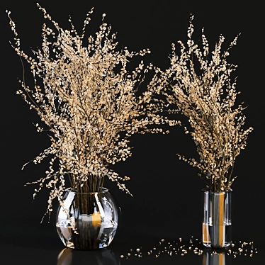 Branches in Concrete Vases Sculpture 3D model image 1 