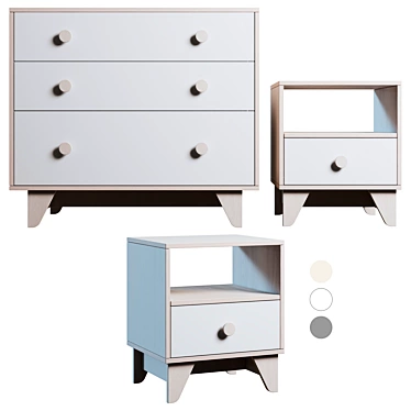 Ellipse Line Bedside Table and Dresser 3D model image 1 
