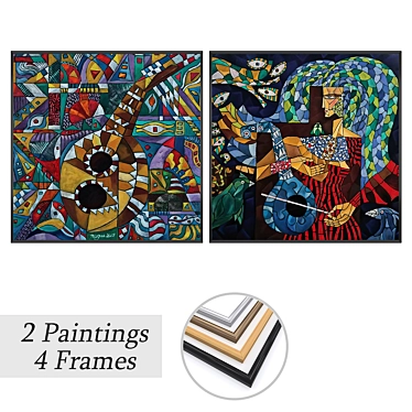 Wall Art Set with Frames 3D model image 1 