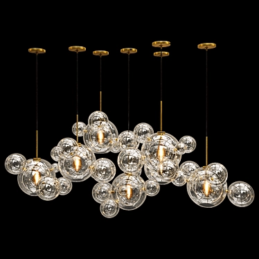 Soap Bubble Pendant Light 001: Modern Gold Design 3D model image 1 