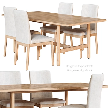 Expandable Dining Set with High-Back Chairs 3D model image 1 