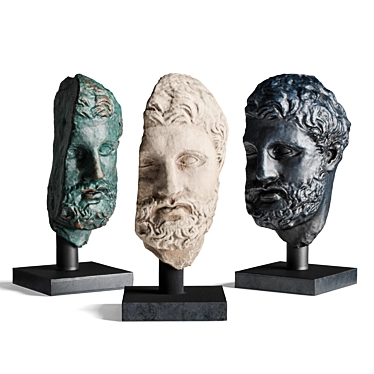 Ancient Greek Bearded Head Sculpture 3D model image 1 