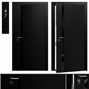 Modern Flexo Entrance Door Kit 3D model image 1 