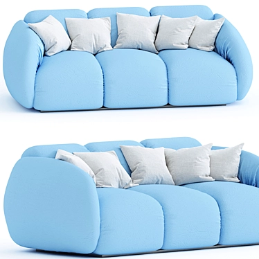 Cozy Light Blue Puffer Sofa 3D model image 1 