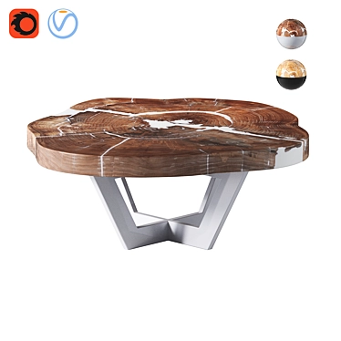 Wowbotaniсa Oak Epoxy Coffee Table 3D model image 1 