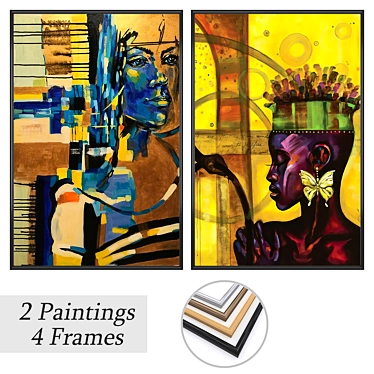 Artwork Set with Multiple Frames 3D model image 1 