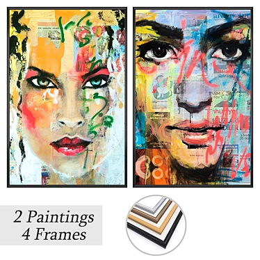 Artwork Set with Multiple Frames 3D model image 1 