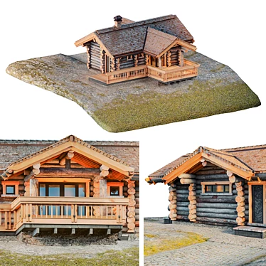 Low Poly Log Cabin Kit 3D model image 1 