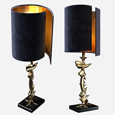 Luxury Coastal Brass Table Lamp 3D model image 1 