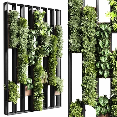 Wooden Frame Plant Partition Box 3D model image 1 