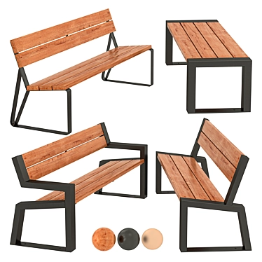 Urban Outdoor Bench Collection 3D model image 1 