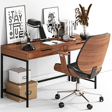 Rathburn Office Set Brown 3D model image 1 